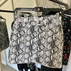 FRAME snakeskin print denim skirt